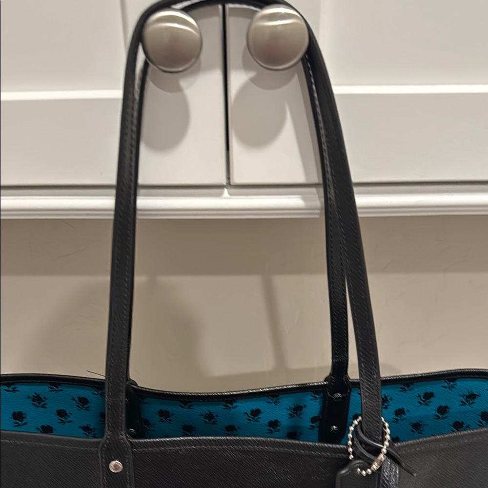 Coach Blue and Black Floral Tote - Picture 8 of 8